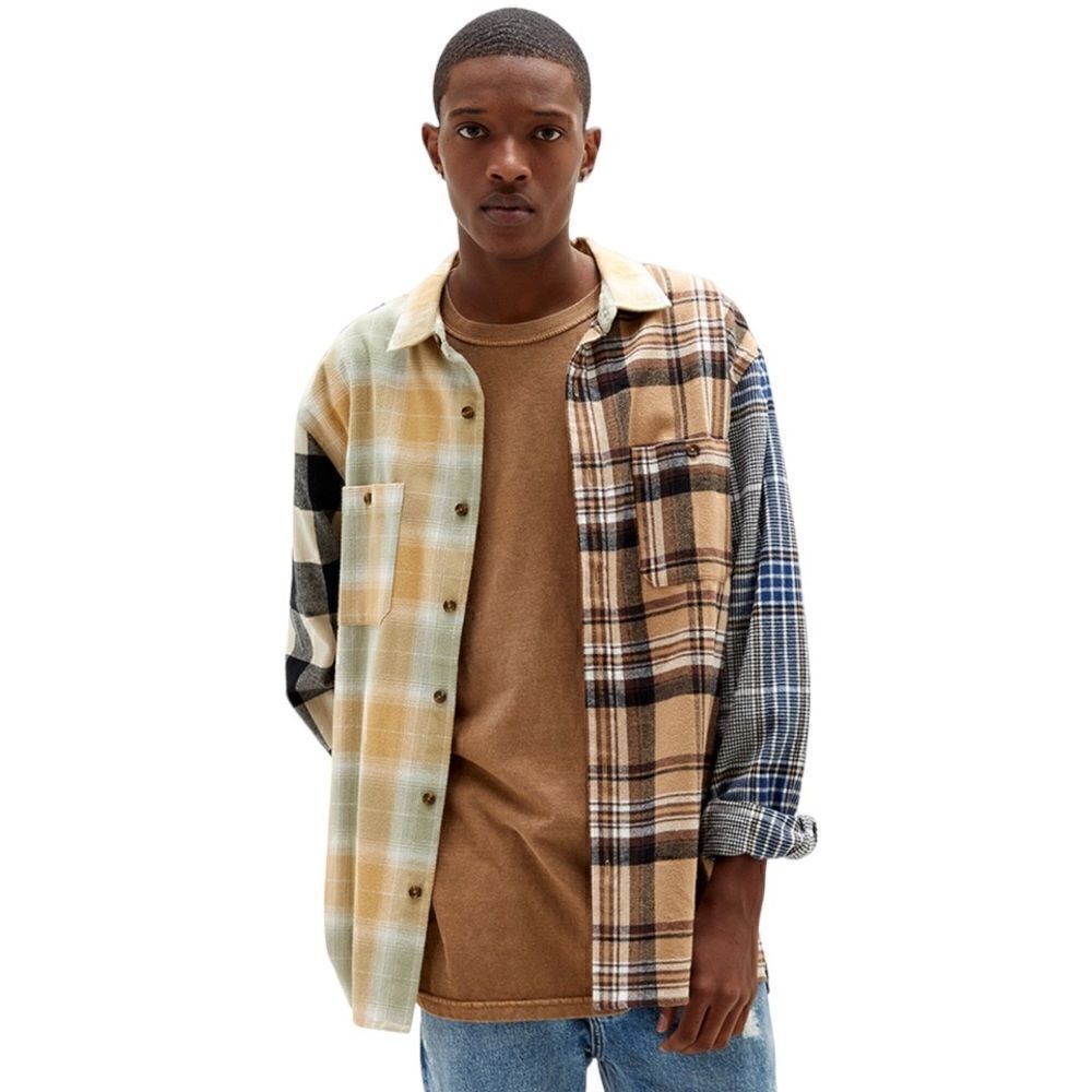 PacSun Basset Colorblock Button Up Flannel Shirt. Size Small.